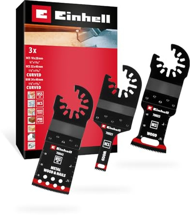 Original Einhell multiverktygsset, 3-delad (instickssågblad, HCS, BIM, chipborttagning, PTFE-beläggning)