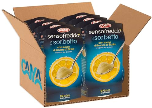 8X Sensofreddo Il Sorbetto con Succo di Limone di Sicilia Pronto da Gelare, Senza Glutine (Gluten Free) 200ml
