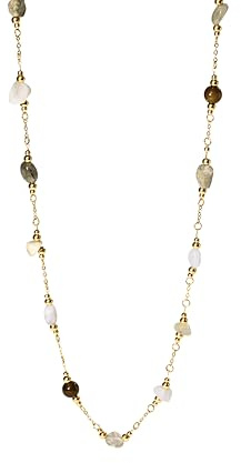 Purelei Island Dream Kette Damen – Naturstein Halskette mit grünem Opal, Amazonit, Achat – Edelstahl 18K vergoldet – verstellbar 40–45 cm – Boho Schmuck für Sommer