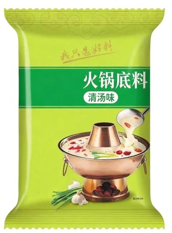 Base pour Fondue Chinoise, 3 Saveurs au Choix, Bouillon, Champignon, Tomate. Préparation Instantanée pour Nouilles, Soupes et Plats 180g(Broth)