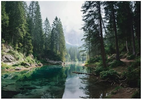 WallArena Vlies Fototapete, Wald, 400x280cm | Fototapeten - Tapeten - für Wohnzimmer Schlafzimmer - Vliestapete Wandtapete Tapete 3D Effekt- inkl. Kleister