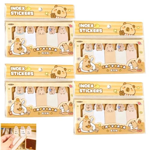 4 Pack Haftnotizen,600 Blatt Capybara Haftnotizen Lustig, Süße Tierförmige Klebezettel, Kawaii Notizzettel, Selbstklebende Seitenmarker, Für Schule Büro Ideal Für Kinder Studenten