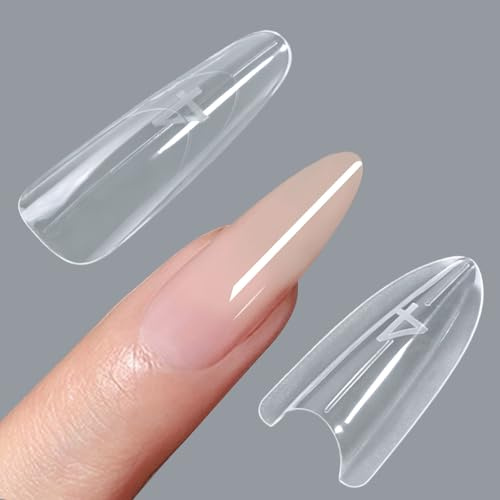 DRADERCH 240 Pièces Embouts de Faux Ongles, Moule Design Sandwich pour Extension Rapide des Ongles, Transparentes pour Ongles en Gel pour Extension Polygel Art Nail Salon