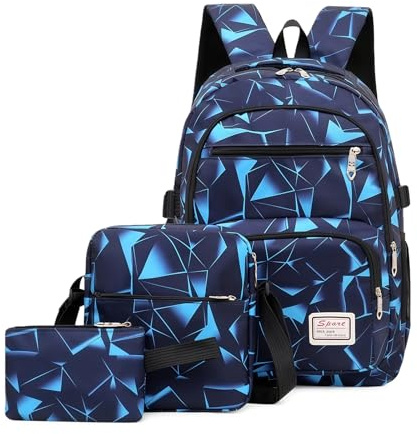 Aucuu Ensemble de Cartable pour Enfants, Ensemble de Cartable Léger et Confortable pour École Élémentaire, avec Trousse à Crayons + Sac Bandoulière, Sac Scolaire, Sacs à Dos Fille, Kit de Sacs d'École
