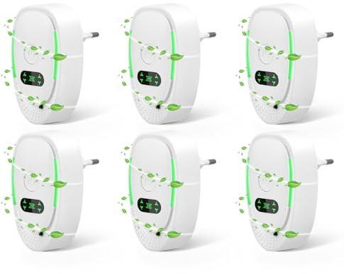 Air Purifier for Bedroom Home, Ionic Air Purifier Plug in for Smokers, Portable Quiet Ioniser, Automatic Air Freshener for Pets, Toilets, Offices, Rooms, Garage, Instantly Cleans(6PCS)