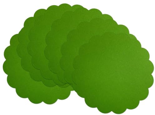 6X Platzset abwischbar aus Filz - 33 cm Blumenform Platzmatte - hitzebeständiges Tischset für 6 Personen - extra Dicke, rutschfeste Platzdeckchen, Filzunterlage (Grün)