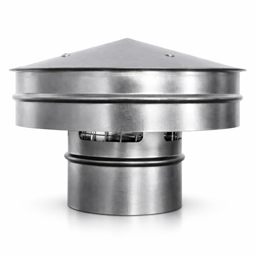 Easy Act Dachhaube, Größe 315 mm, Dachentlüftungshaube für Lüftungsrohr mit Gitter, sicherer Abschluss von Lüftungs- & Abluftrohren, Metall, silber