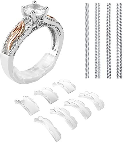 Coopache 18Pcs Ajusteur de Taille de Bague Invisible pour Bagues Desserrées, 2 Styles Adaptateur Réducteur de Bague Trop Grande Silicone Femme Homme, 11 Tailles