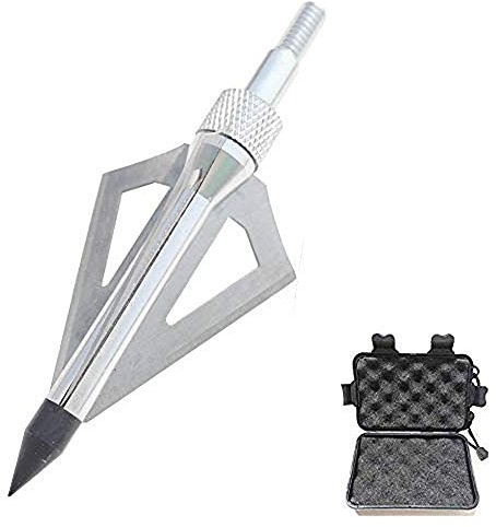 SHARROW 12 Piezas Puntas de Flechas 3 Hojas Cuchillas Agudas Broadhead 100 Grains con Caja para Flechas de Ballesta Flechas de Carbono (Plata)
