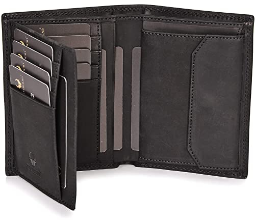 DONBOLSO Geldbörse Wien - Großes Portemonnaie aus Leder für Herren - Geldbeutel und RFID Schutz - Vintage Schwarz