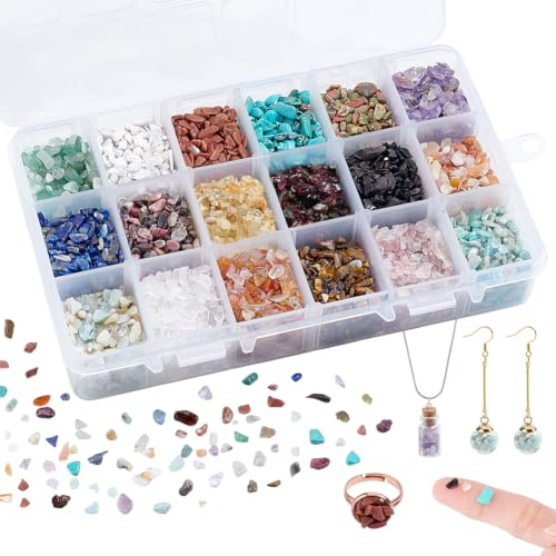 NBEADS etwa 8500 Stück Edelstein Chips Stein, 18 Arten Ungebohrte Natürliche Unregelmäßig Geformte Nugget Stein Für Schmuckherstellung, 2-8 mm