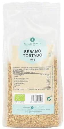 PLANETA HUERTO | Sésamo Tostado Ecológico – Semillas Nutritivas Ricas en Vitaminas y Minerales, Ideal para Ensaladas y Tahini, Bolsa de 250 g