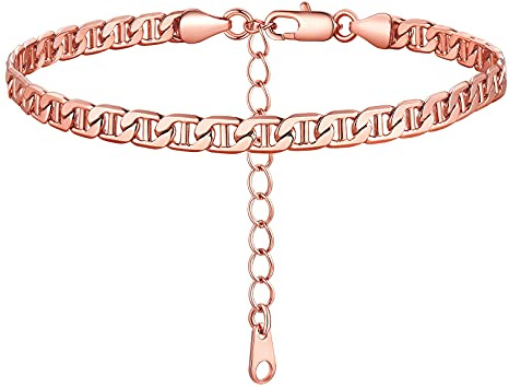 FOCALOOK Stainless Steel Anklet for Women Cuban/Figar/Wheat/Twist Rope/Mariner Chain Anklets Beach Barefoot Jewellery(With Gift Box)
