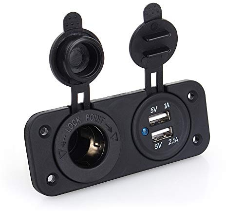 DaMohony Adaptador de Cargador de Coche de 2 Enchufes, Toma de Mechero de Coche de 12 Voltios, Cargador USB, Adaptador de Corriente, Salida para Coche, Camión, Teléfono, Tableta