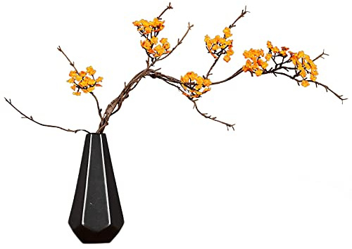 LEMCC Ramo di fiori di ciliegio artificiali alti 87 cm, fiori di ciliegio finti arancioni con lunghi steli per giardino, casa, matrimoni, feste, vaso non incluso