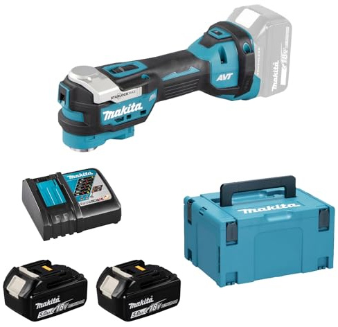 Mehrfacher Pontüren 18 -V Makita + Box + 2 Batt. BL1850B - DTM52RTJX1