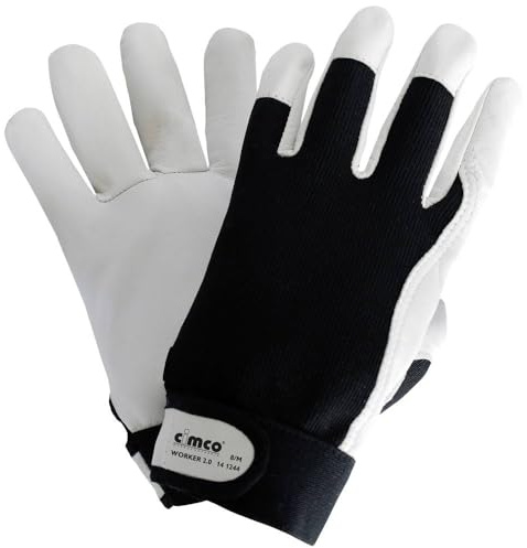 Cimco Worker 2.0 schwarz/weiß 141246 Arbeitshandschuhe Nappaleder Größe: 10, XL EN 388 1 Paar
