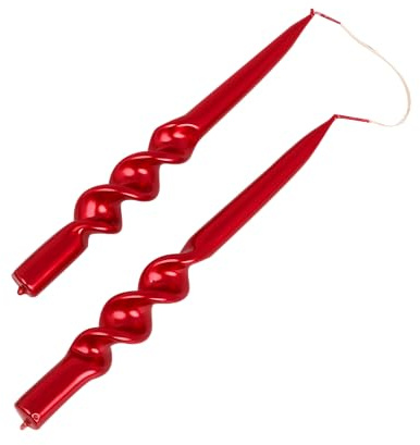 G Decor Juego de 2 velas de cena de iglesia con forma de espiral de 9 pulgadas (rojo)