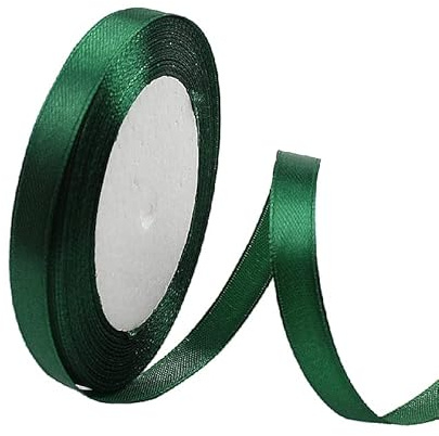 Satinband DunkelGrün 10mm, 23 Meters Dekoration Präsent Geschenkband Breit Schleifenband, Stoffband für Kleid Hochzeit, Taufe und Geburtstag Geschenke,Satin Dekoband, Deko Band Geschenkverpackung