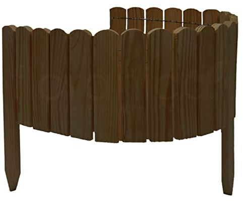 Floranica Rollborder Flexibler Holzzaun 100 x 20 cm Braun Beeteinfassung Deko für Gartenzaun Rasenkante Umzäunung Gartenzaun für Rasenflächen Hochbeete für Garten