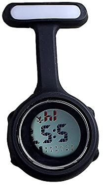 SagaSave Reloj digital para enfermera, para mujeres y hombres, multifunción, diseño de control de infecciones, reloj de mosquetón de bolsillo de silicona con clip para enfermera, médico, reloj