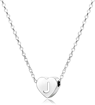 KENYG S925 Silver A-Z Capital Initial Heart Pendant Necklaces for Women Girls Lady for Christmas Birthday Graduation,Women Choker Tiny Necklaces Fashion Jewellery (J)