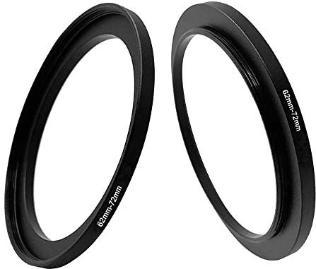 62–72 mm Objektivfilter-Step-Up-Adapterring, 62 mm Objektiv auf 72 mm Filter, Haube, Objektivkonverter und anderes Zubehör (2 Packungen), Fire Rock Luftfahrt-Aluminiumlegierung-Ring