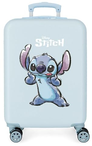 Disney Stitch Naughty Make a Face Maleta de Cabina Azul 38x55x20 cms Rígida ABS Cierre de combinación Lateral 34L 2 kgs 4 Ruedas Dobles Equipaje Mano