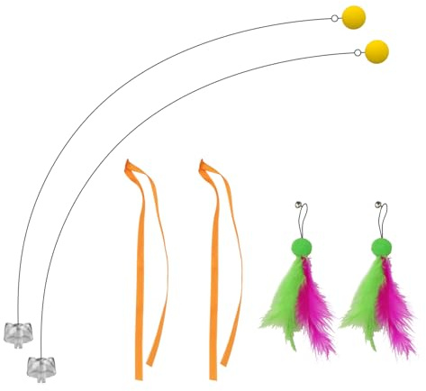 Oxawo Interactive Cat Toys Cat Exercise Tumbler, Rechargeable Cat Toys for Indoor Cats Spin Butterfly Game Teasing Kitty, Extra Long Feather Wand (Attachment)