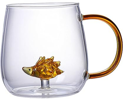 Niedliche Glasbecher, -Tier-Glasbecher, 380 ml, Borosilikatglas, transparent, -Kaffeetasse, hitzebeständige Gläser für Café, Cartoon-Becher für kalte und heiße Getränke