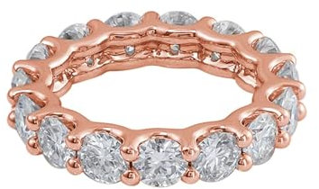 Trauringe Rose Gold 9 Karat, Verlobungsringe für Damen mit Reihe von Rund Diamant Ring Größe 47 (15.0)-67 (21.3)