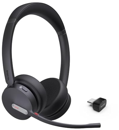 Yealink BH70 Wireless Headset with Microphone Noise Cancelling, Teams Headset for Office 35h Talking Time Work Bluetooth Headsets USB-C to A