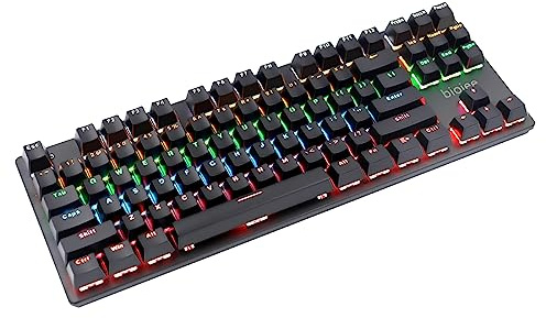 Jemora biojee Tastiera da Gioco Meccanica cablata a 87 Tasti Tastiera retroilluminata Arcobaleno per PC Portatile Windows per Gioco e Ufficio
