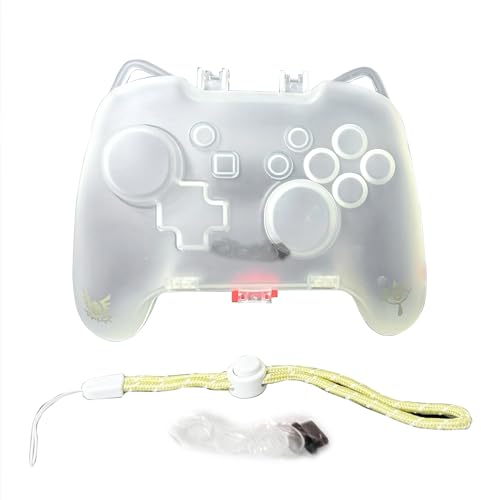 New for NS Switch Pro Controller Hard Protective Storage Case Clear White, for Nintendo Pro Wireless Controller, Kingdom's Tears Shaped Impact-Resistance Carrying Case/Strap/Dust Plug Ring