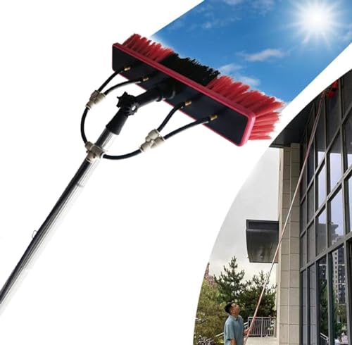 QmEna Wasserführende Teleskopstange, 3-12 m Glasdach-Reinigungsset, PV-Anlage, Universal-Waschbürste, Fensterreiniger, Teleskopstiel, Dachreinigung 10M,Silver 35cm