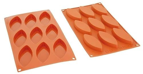 Déco Relief - Moule en Silicone 9 Barquettes 100 x 44 h 15 mm - Moule Gâteau Pâtisserie - Matériel Professionnel, 8 Petits Fours