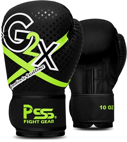 PSS Boxing Gloves for Kids/Youth Training Sparring, Kickboxing, Muay Thai, MMA, Heavy Punching Bag Mitts Focus Pads Workout Durable PU Leather, High-Density Foam Padding 4 6 8 10 Oz (Black, 6 oz)