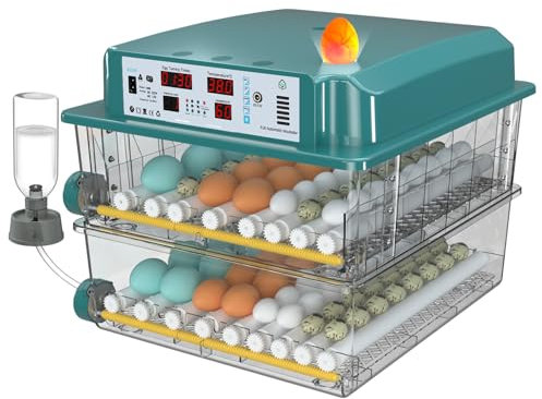 CoInceptus Brutautomat Vollautomatisch, Inkubator für 120 Eier mit Automatischem Wenden der Eier und Automatischer Befeuchtung, Brutkasten mit Feuchtigkeitsanzeige für Hühnereier und Wachteleier