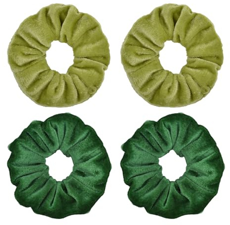 4 piezas de coletero de terciopelo elástico suave y accesorios para el pelo para mujeres, niñas y niños, accesorios para el cabello escolar verde