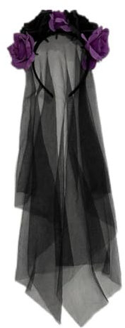 kkiuop 1 bandeau voile noir pour Halloween, rose, costume de fleurs, mortes, bandeau de fête, couronne de jour, rose, cosplay, mariage mexicain