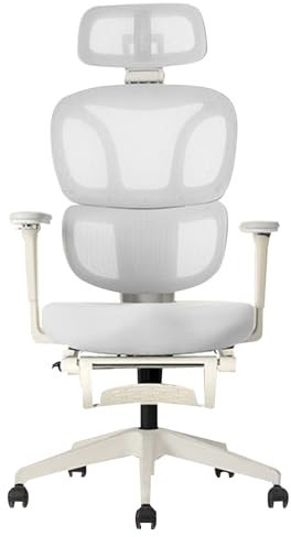 LVYWEX Gaming Chair Ergonomisch, Verstellbare Kopfstütze Lendenwirbelstütze Verstellbare Rückenlehne Bürostühle mit Fußstütze Komfortabel Atmungsaktiv(Gray)