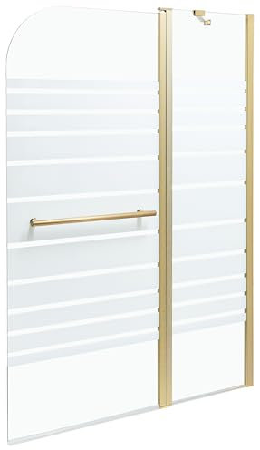 Mampara de baño minimalista con puerta de vidrio templado dorado 140 x 100 cm Tuapi