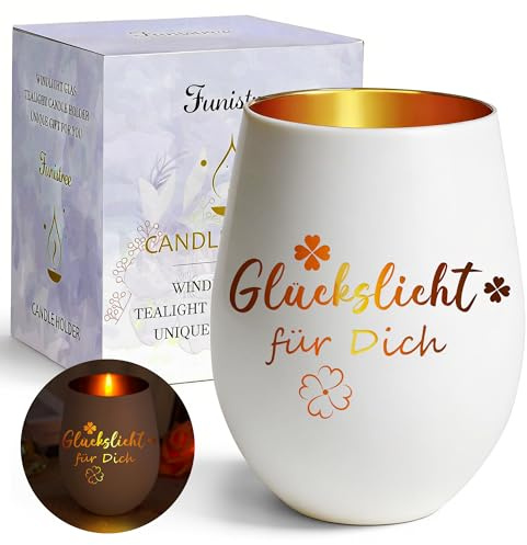 Windlicht mit Gravur Teelichthalter Geschenke für Frauen, Windlicht Glas mit Spruch Geburtstaggeschenk Abschiedsgeschenk, Dankeschön Aufmunterung Mutmacher Geschenke Frau, Glücksbringer
