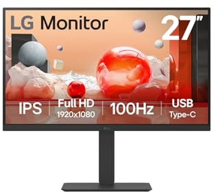 LG Monitor 27BA750 - FHD 1080p IPS 27 inch, 100Hz, 5ms, Office Display, Built-in Power/KVM/Speakers, LAN (RJ45), USB-C, USB Hub, D-Sub, HDMI, DisplayPort, Matte Black