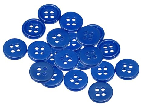 QUARKZMAN 20 Stück Knöpfe 11,5mm Bastelknöpfe Tiefblau Nähknöpfe Harz Rund Flach 4-Loch Kunststoffknöpfe für Nähen DIY Handwerk Scrapbooking Dekorieren Kleidung Mänteln Blusen Hemden