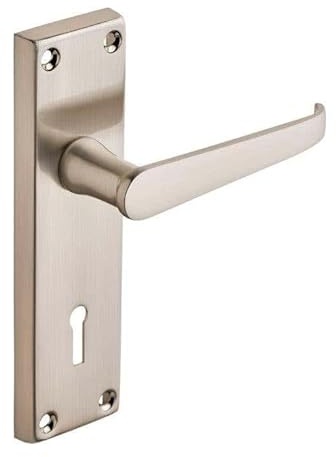Designer Levers Victorian Straight Lever Lock Door Handle, Satin Nickel