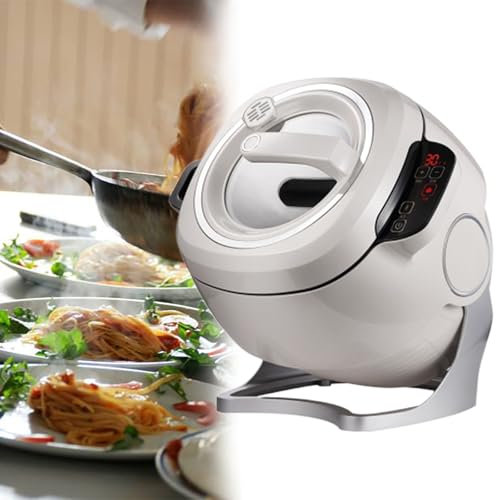 GESAIDES Machine de Cuisson Automatique, Robot de Cuisson Automatique, Robot de Cuisson à écran Tactile 6L, avec Rotation à 360 °, Chauffage 3D Tout Autour, Anti-pâte
