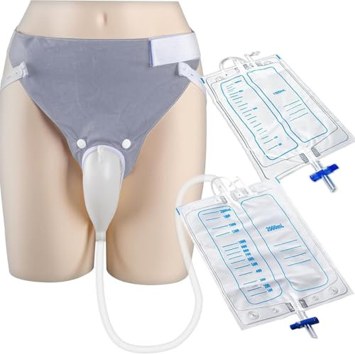 Bolsa urinaria portátil para hombres mayores, colector de orina para hombres, sistema de bolsa de drenaje urinario (2000 ml y 1000 ml), dispositivos para la incontinencia masculina, reutilizables.