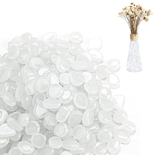 1000 Stück Weiß Leuchtsteine,Leuchtende Steine,Deko Steine Leuchtet Im Dunkeln Kieselsteine Für Outdoor Deko Gärten Terrasse Rasenflächen Aquarien(5-8mm)