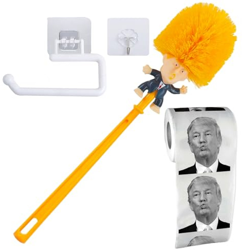 Set di spazzole da bagno Trump, con carta igienica stampata, manico lungo, adatto per la pulizia quotidiana, regalo divertente